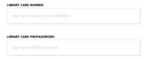 screenshot of library card and password entry boxes