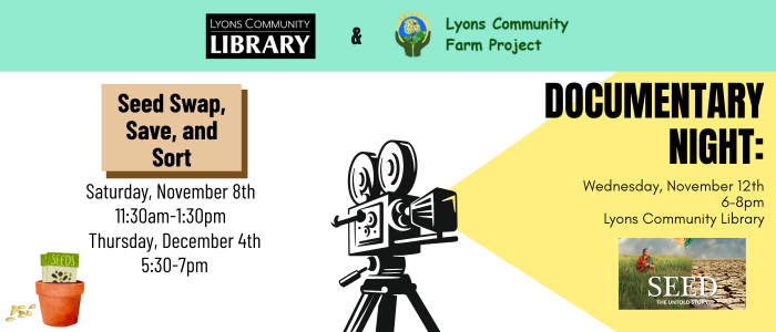 Upcoming Seed events in November at Lyons Community Library