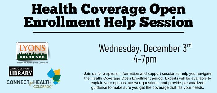 Health Coverage Open Enrollment Help Session. 12/3/25 4pm-7pm