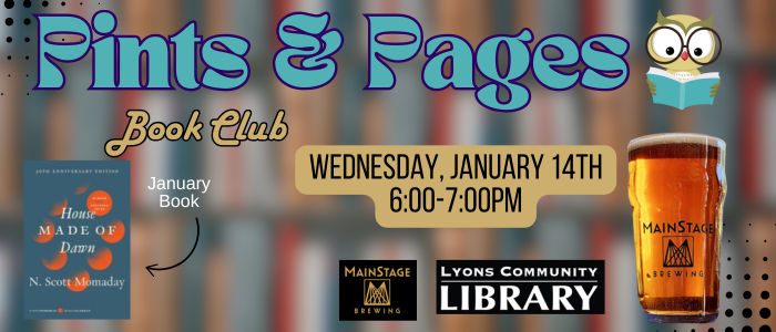 Pints & Pages Book Club at MainStage Brewing January 14th 6:00pm-7:00pm