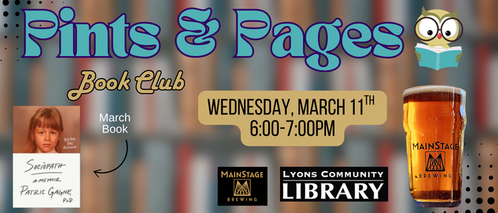 Pints & Pages Book Club at MainStage Brewing 3/11 6pm-7pm
